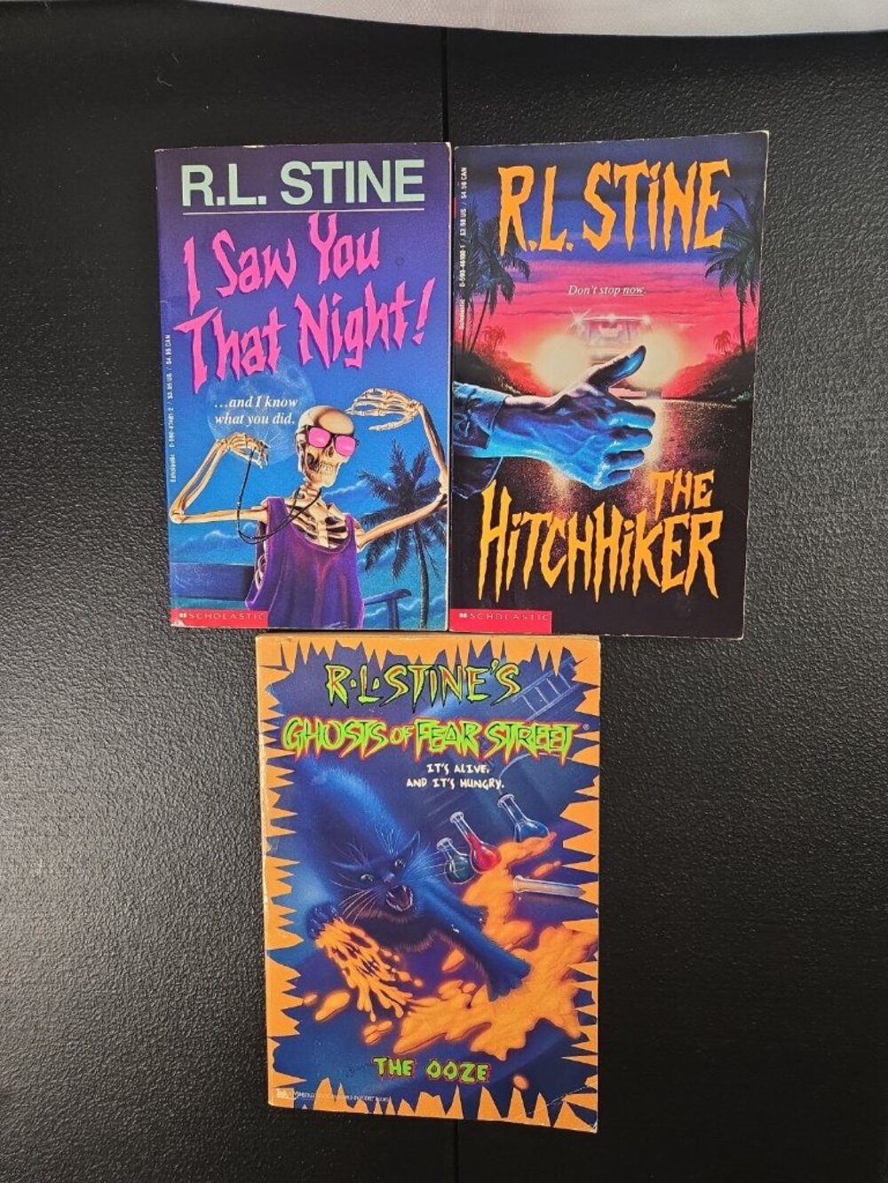3 R.L. Stine Paperback Books- I Saw You That Night/Hitchhiker/Ghosts Fear Street